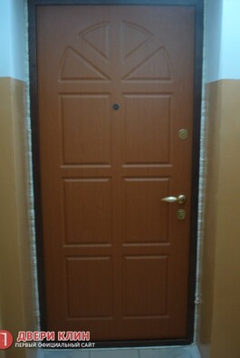 Коричневая входная дверь в квартиру с панелью МДФ