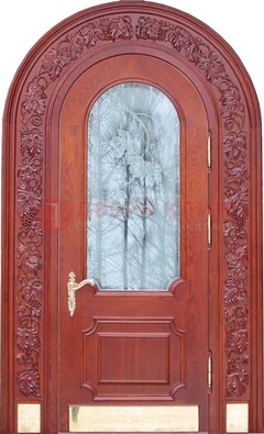 Толстая металлическая арочная дверь со стеклом ДА-20 в Сертолово