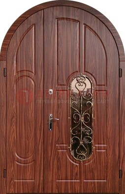 Арочная двухстворчатая стальная дверь Винорит ДА-54 в Сертолово