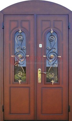 Двухстворчатая стальная дверь Винорит в форме арки ДА-55 в Сертолово