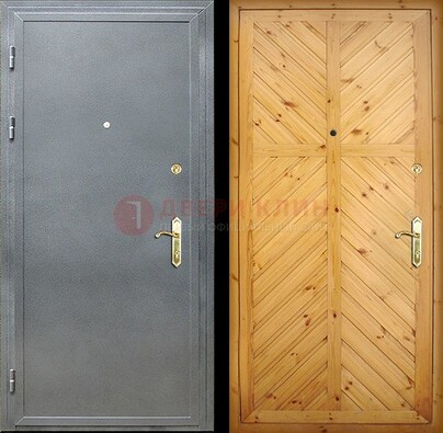 Серая металлическая дверь с евровагонкой ДЕ-12 в Сертолово