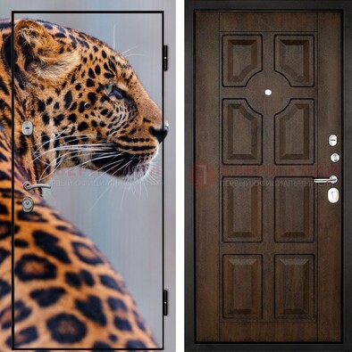 Металлическая дверь с фотопечатью леопарда ДФ-26 в Сертолово