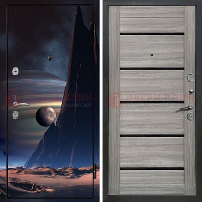 Стальная дверь с фотопечатью космоса ДФ-49 в Сертолово