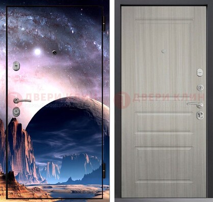Железная дверь с фотопечатью космоса и планеты ДФ-50 в Сертолово