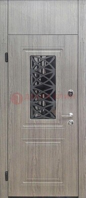 Металлическая дверь Винорит стекло и ковка с фрамугой ДФГ-33 в Сертолово
