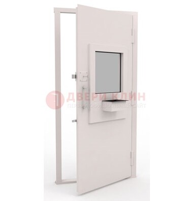 Белая металлическая дверь в кассу с нитроэмалью ДКС-4 в Сертолово