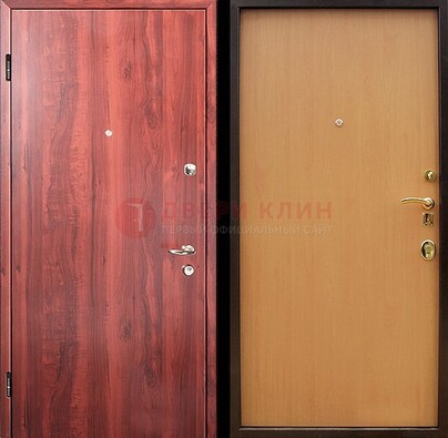 Красная железная дверь с ламинатом ДЛ-3 в Сертолово