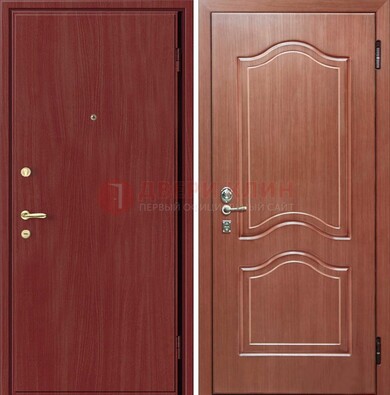 Красная металлическая дверь с ламинатом МДФ внутри ДЛ-8 в Сертолово