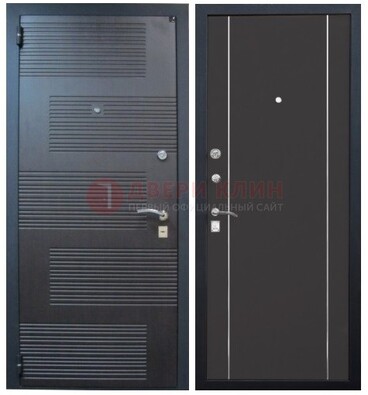 Темная металлическая дверь с МДФ ДМ-105 в деревянный дом в Сертолово