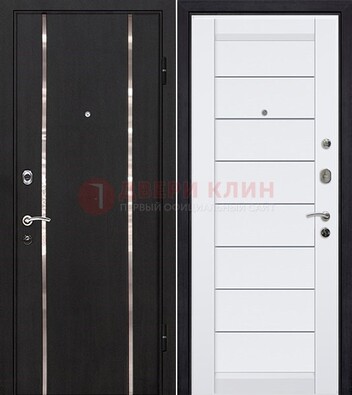 Черная входная дверь с МДФ и декоративными вставками ДМ-143 в Сертолово
