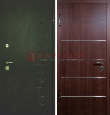 Темная металлическая дверь с МДФ ламинат с молдингами внутри ДМ-16 в Сертолово