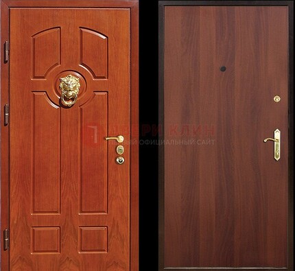 Оранжевая стальная дверь с МДФ ламинат внутри ДМ-18 в квартиру в Сертолово