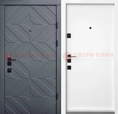 Темная уличная дверь с филенчатой МДФ внутри ДМ-205 в Сертолово