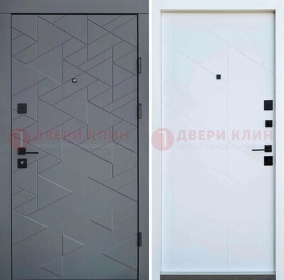 Серая металлическая дверь МДФ с узором  ДМ-224 в Сертолово