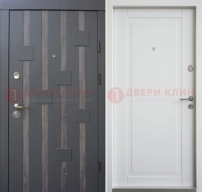 Темная металлическая дверь c белом МДФ внутри ДМ-231 в Сертолово