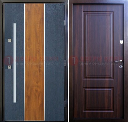 Современная входная дверь и с коричневой МДФ внутри ДМ-236 в Сертолово