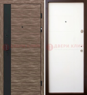 Коричневая входная дверь с черной вставкой МДФ ДМ-239 в Сертолово