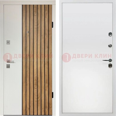 Белая с коричневой вставкой филенчатая дверь МДФ ДМ-278 в Сертолово