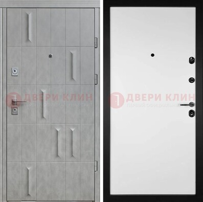 Серая стальная дверь с рисунком МДФ и внутри Белый ясень ДМ-280 в Сертолово