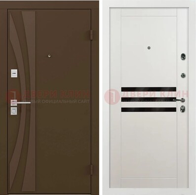 Стальная коричневая дверь с МДФ панелями ДМ-293 в Сертолово