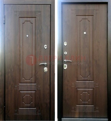 Коричневая металлическая дверь с МДФ ДМ-32 на дачу в Сертолово