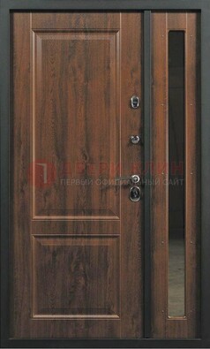 Темная железная дверь с панелью МДФ с зеркалом ДМ-338 в Сертолово