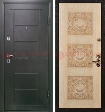 Темная железная дверь с МДФ в квартиру ДМ-344 в Сертолово