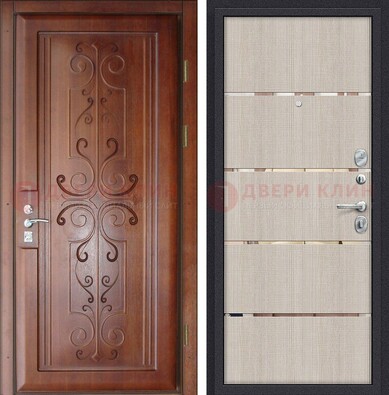 Металлическая дверь с панелями МДФ и вставками ДМ-358 В Ижевске