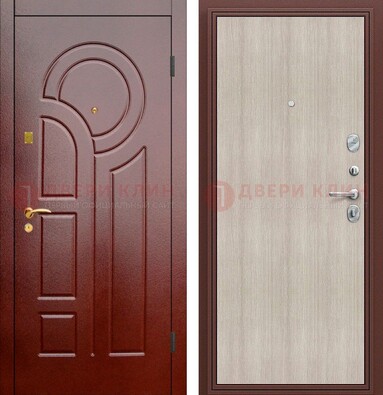 Красная металлическая дверь с МДФ панелями ДМ-368 в Сертолово