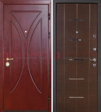 Темно-красная железная дверь с МДФ ДМ-370 в Сертолово