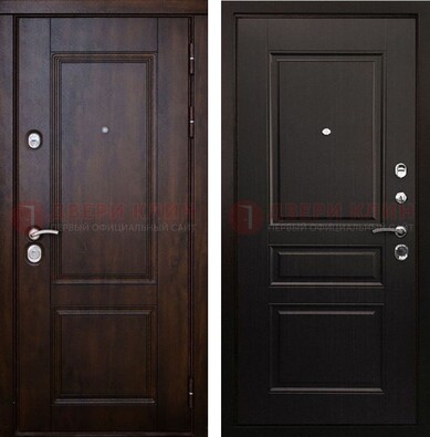 Классическая железная дверь с темными МДФ панелями ДМ-390 в Сертолово