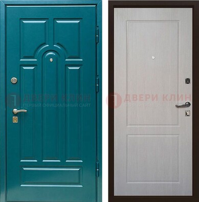 Синяя железная дверь с МДФ в квартиру ДМ-396 в Сертолово