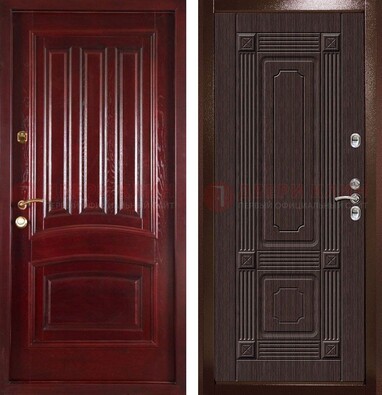 Красная стальная дверь с филенчатой МДФ ДМ-398 в Сертолово