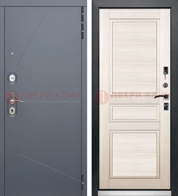 Серая железная дверь с панелями МДФ ДМ-422 в Сергиевом Посаде