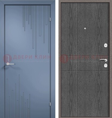 Синяя металлическая дверь МДФ в квартиру ДМ-434 в Сертолово
