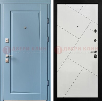 Синяя железная дверь с МДФ панелями ДМ-491 в Сертолово
