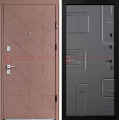 Красная стальная дверь в квартиру с МДФ хайтек ДМ-493 в Сертолово