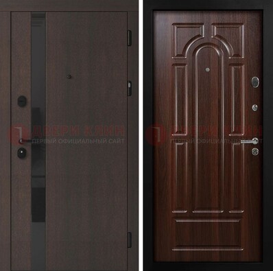 Темная входная дверь с МДФ панелями в квартиру ДМ-499 в Сертолово