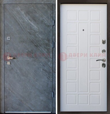 Железная дверь с МДФ серая и белая ДМ-505 в Сертолово