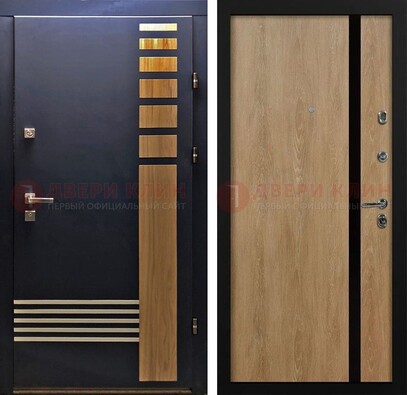 Черная металлическая дверь с МДФ хайтек ДМ-513 в Сертолово