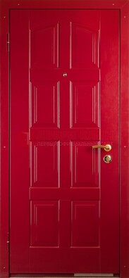 Красная стальная дверь с МДФ с рисунком ДМ-94 в квартиру в Сертолово