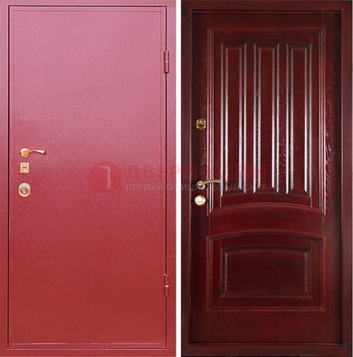 Красная металлическая дверь с порошковым напылением ДП-165 в Сертолово