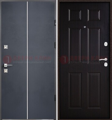 Железная дверь с порошковым покрытием и отделкой Темный орех внутри ДП-211 в Сертолово