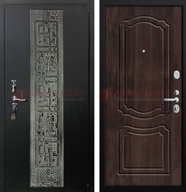 Темная входная дверь с порошковым покрытием и МДФ внутри ДП-224 в Сертолово