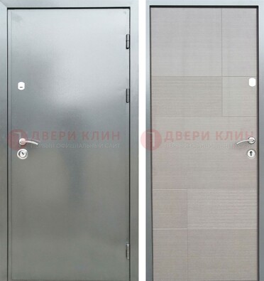 Металлическая серая дверь с порошковым покрытием и серым МДФ внутри ДП-250 в Сертолово