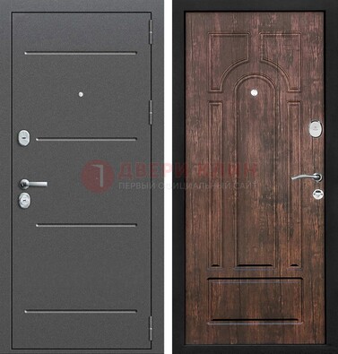 Железная дверь Антик серебро с порошковым напылением и МДФ Тисненый орех ДП-260 в Сертолово