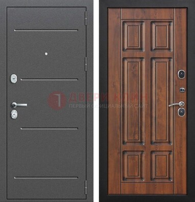 Стальная дверь с порошковым покрытием Антик серебро и филенчатой МДФ ДП-267 в Сертолово
