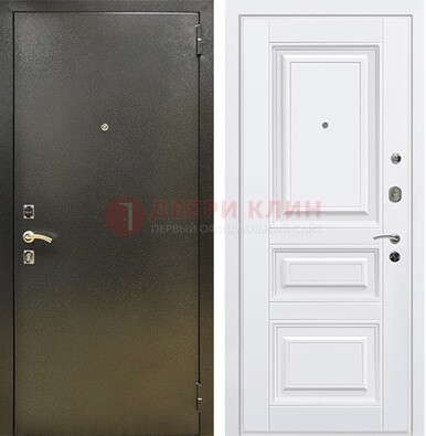 Железная темно-серая дверь с порошковым напылением и белой МДФ ДП-274 в Сертолово