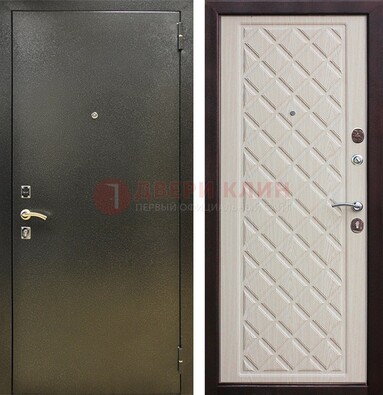 Темно-серая железная дверь с порошковым покрытием и филенчатой МДФ ДП-289 в Сертолово