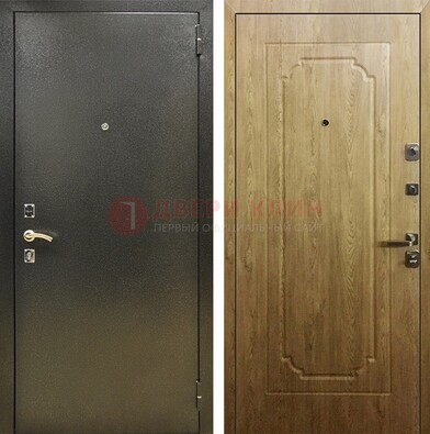 Темно-серая входная дверь с порошковым покрытием и МДФ Золотой дуб ДП-291 в Сертолово